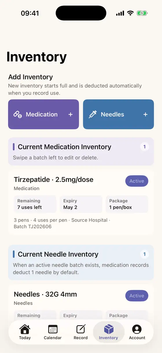 Penzy inventory screen
